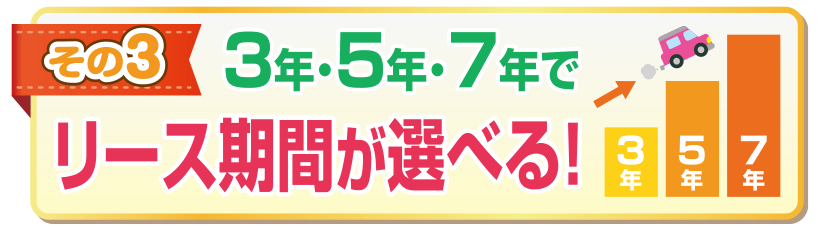 3年・5年・7年でリース期間が選べる！